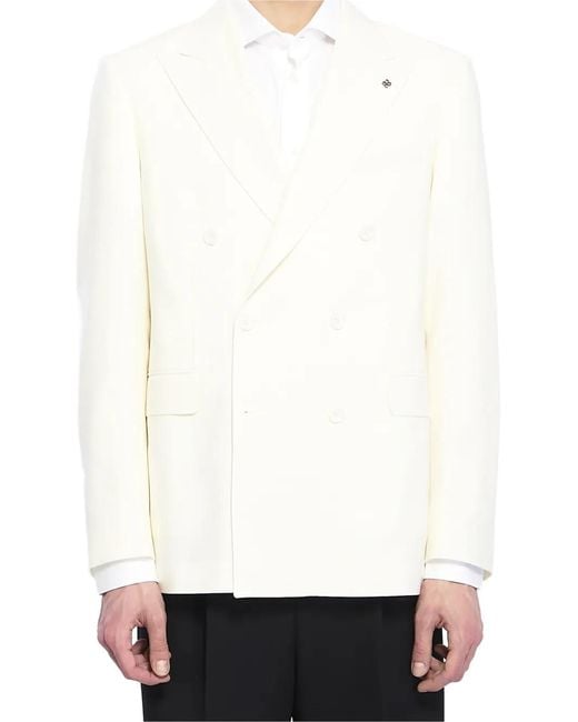 Tagliatore White Double-Breasted Blazer for men