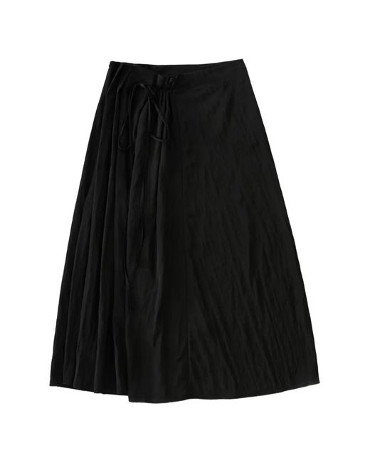 Studio Nicholson Black Messina A-Line Tie Waist Skirt