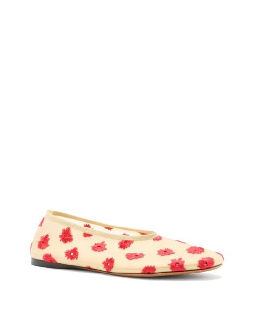 Proenza Schouler Pink Tee Floral-Embroidered Ballet Flats