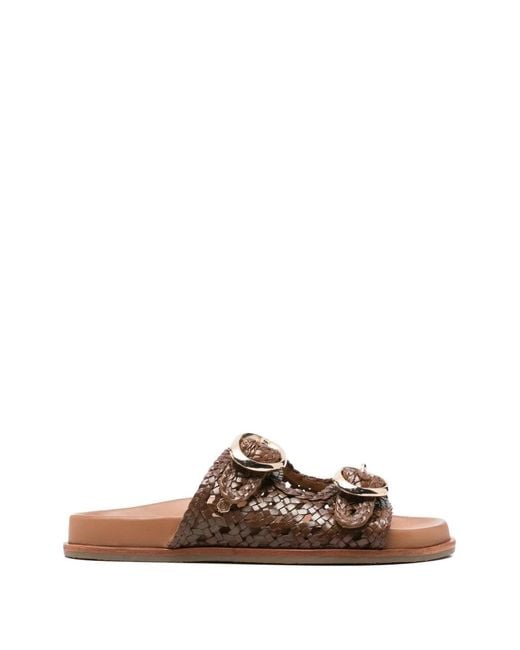 Carmela Brown Woven Leather Sandals