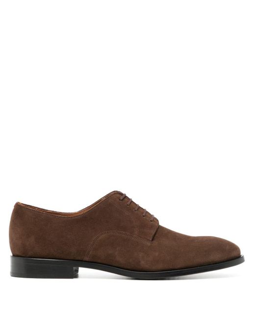 Paul Smith Brown Almond-toe Suede Derby Shoes for men