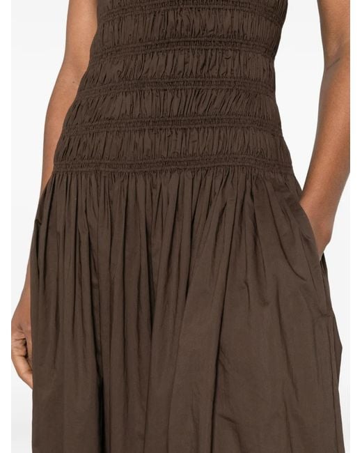 Matteau Brown Shirred Drop-Waist Dress