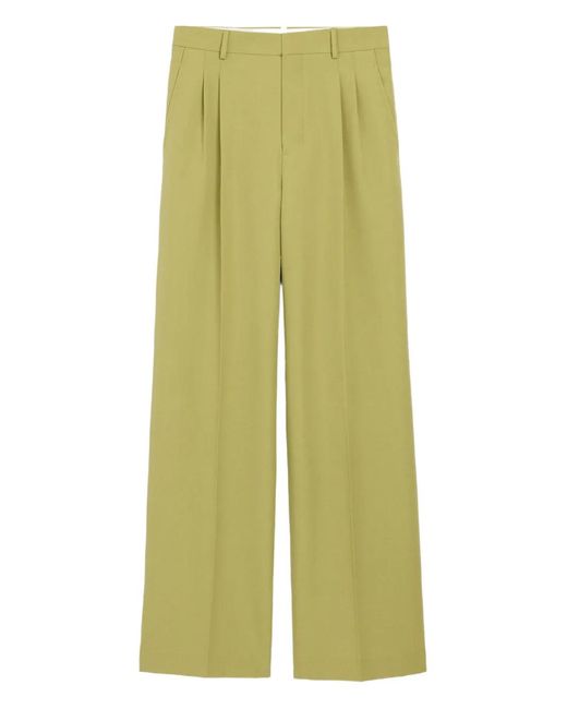 AMI Green Pleats Wide Trousers for men