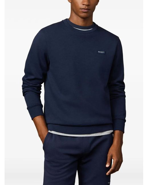 Hackett Blue Logo-Patch Crew-Neck Sweatshirt for men