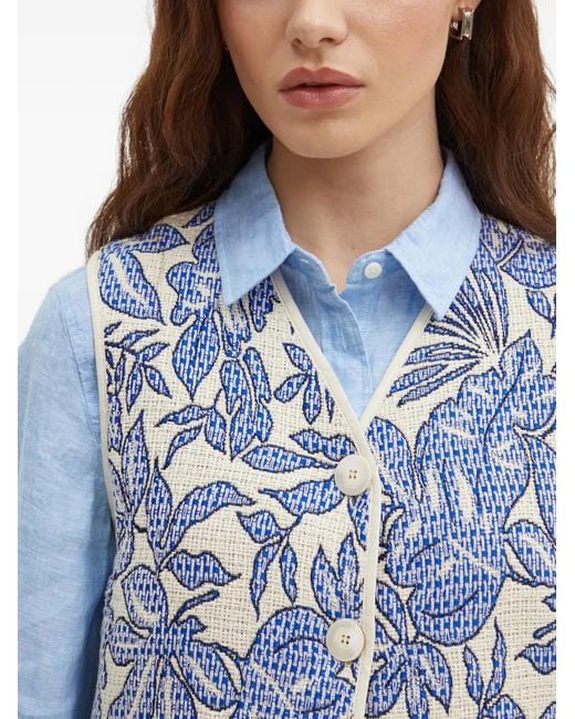 La Petite Francaise Blue Gamin Floral Print Waistcoat