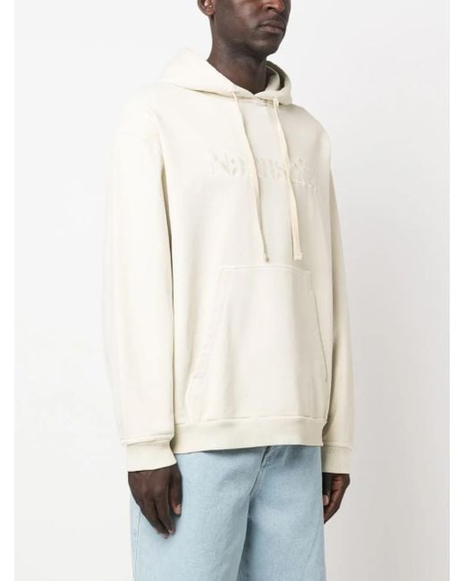 Nanushka White Logo-Embroidered Cotton Hoodie
