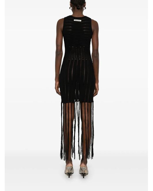 Patrizia Pepe Black Openwork Knit Dress
