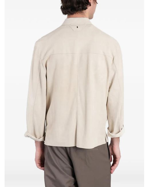 Salvatore Santoro Natural Suede-Finish Shirt Jacket for men