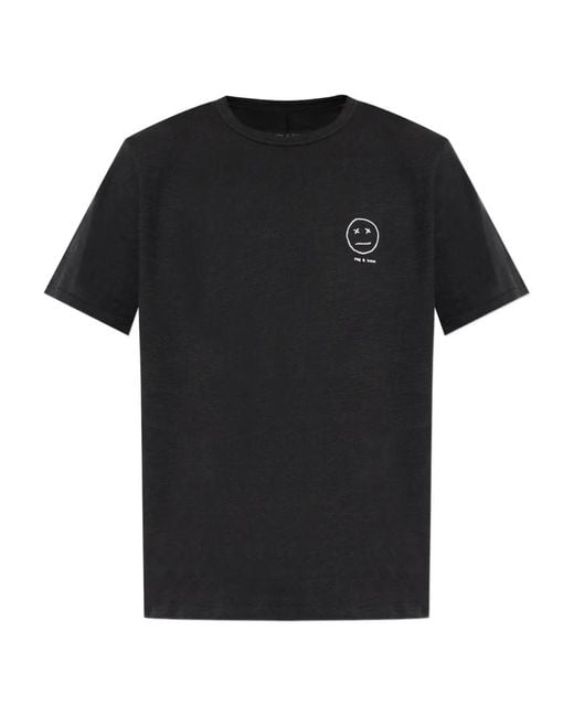 Rag & Bone Black Logo-Embroidered T-Shirt for men