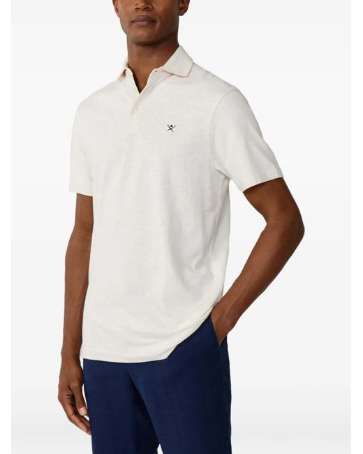 Hackett White Embroidered-Logo Short-Sleeve Polo Shirt for men