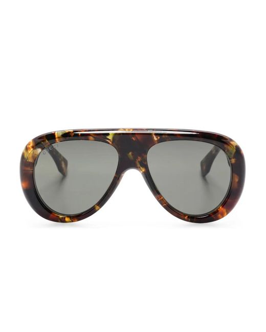 Gucci Gray Pilot-Frame Sunglasses