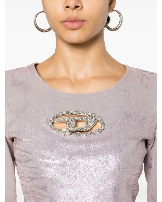 DIESEL Pink De-Top1-Fsd Crystal-Embellished Top