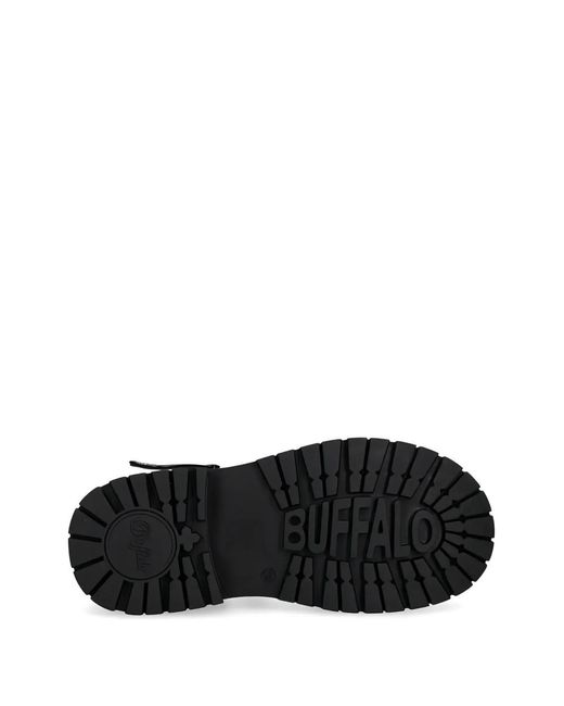Buffalo Black Platform Buckle Sandals