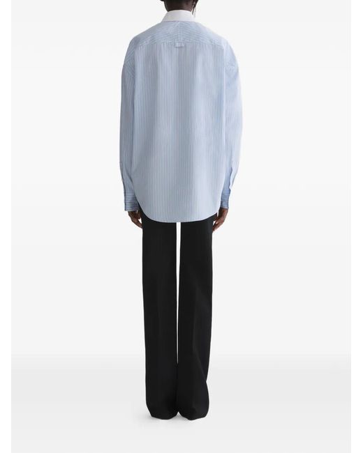 Mugler Blue Striped Collared Shirt