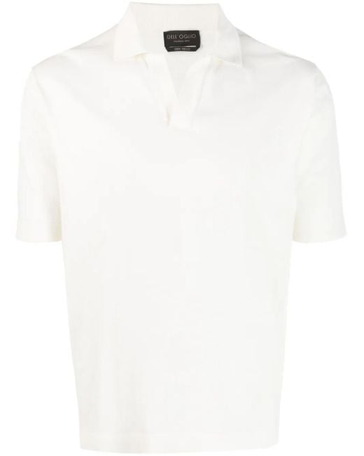 Dell'Oglio White Open-Placket Cotton Polo Shirt for men