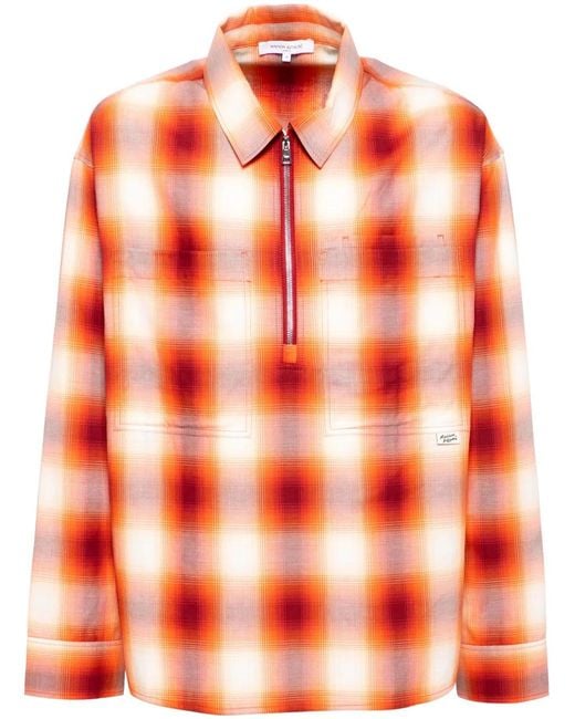 Maison Kitsuné Orange Chemise À Carreaux for men