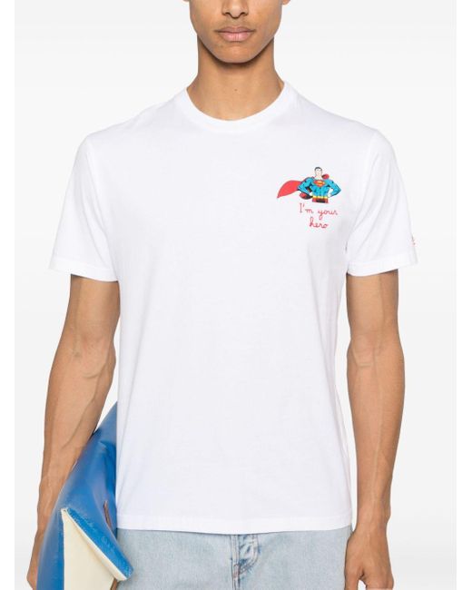 X Superman t-shirt à motif brodé Mc2 Saint Barth pour homme en coloris White