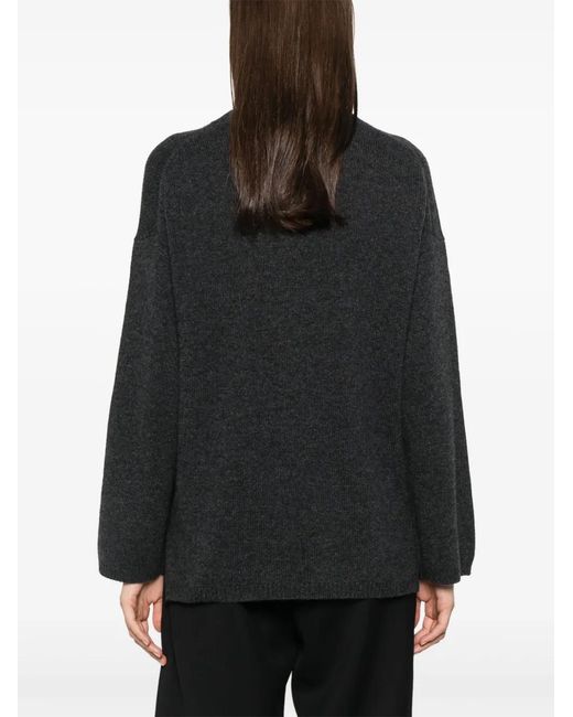 Allude Black Cashmere Crew-Neck Sweater