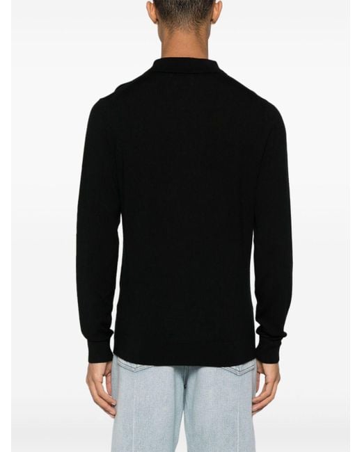 Calvin Klein Black Embroidered-logo Polo Shirt for men