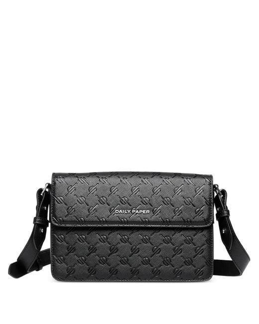Daily Paper Black Meru Monogram-Debossed Shoulder Bag