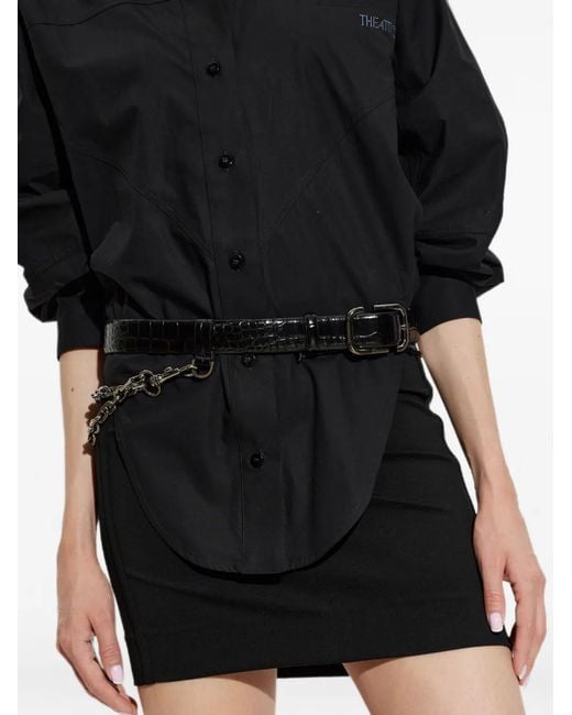 The Attico White Crocodile-Effect Chain-Detail Belt