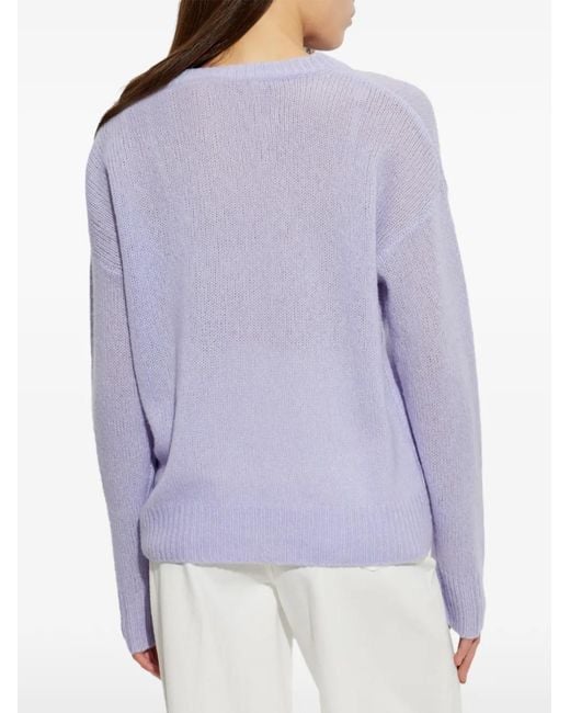 Lisa Yang Purple Lova Ribbed-Trim Sweater