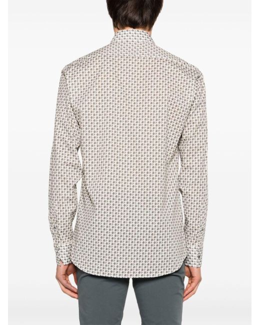 Camicia con stampa geometrica di Karl Lagerfeld in White da Uomo