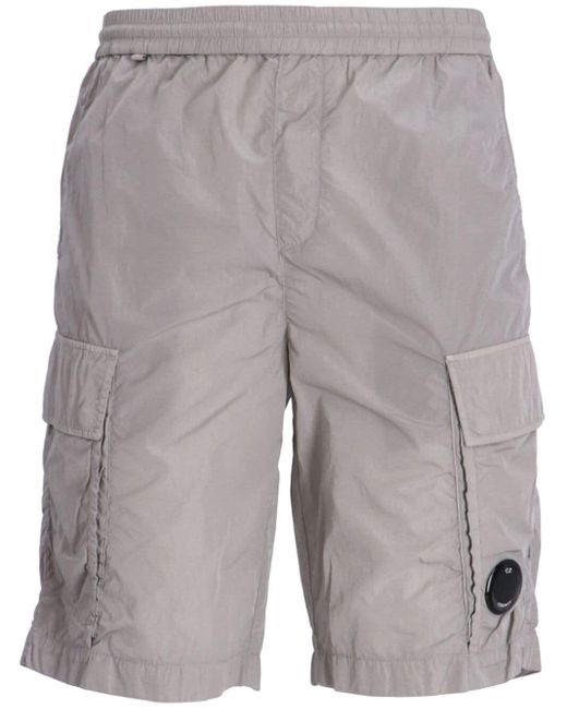 C P Company Gray Chrome-r Lens-detail Cargo Shorts for men