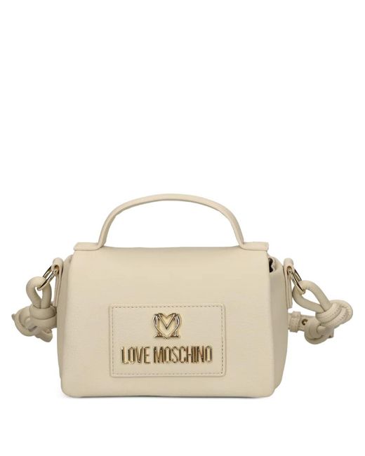 Love Moschino Natural Sac À Bandoulière À Plaque Logo