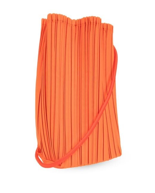 Pleats Please Issey Miyake Orange Bloom Pleat Cross Body Bag