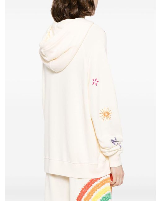 MIRA MIKATI White Embroidered Organic-cotton Hoodie