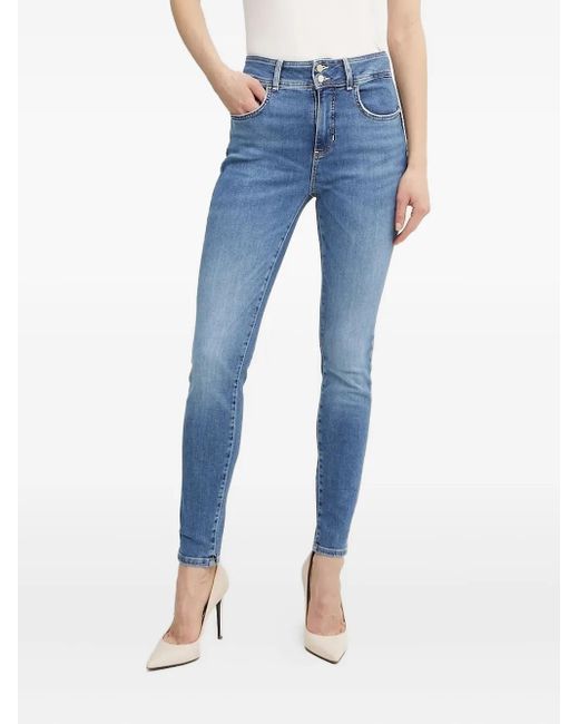 Guess Blue Logo-Patch Skinny Jeans