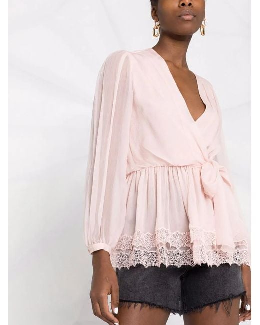 Alberta Ferretti Pink Wrap-Style Blouse