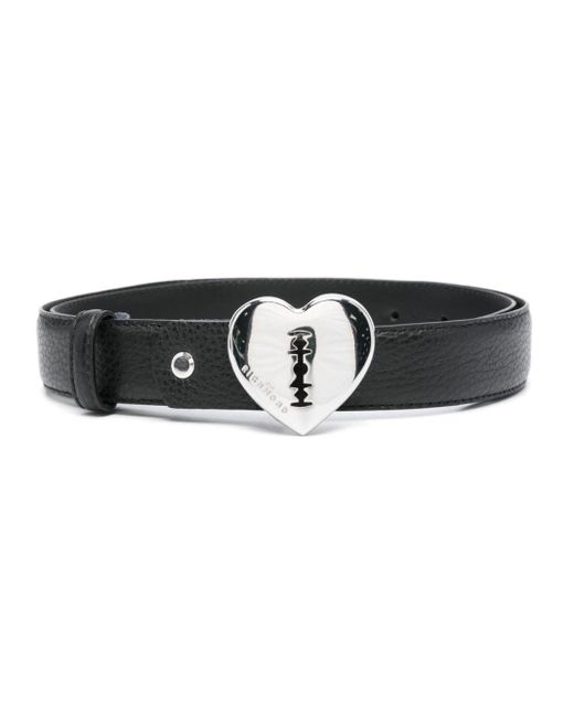 John Richmond Black Heart-buckle Leather Belt