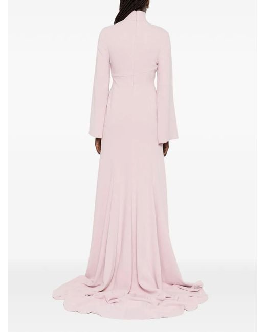 Solace London Pink Swinton Draped Long-Sleeves Maxi Dress