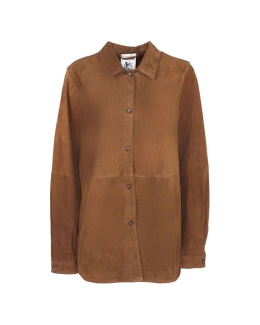 Semicouture Brown Chemise En Cuir Boutonnée