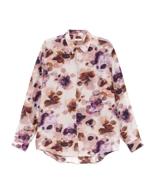 CALMLENCE Pink Floral-Print Shirt for men