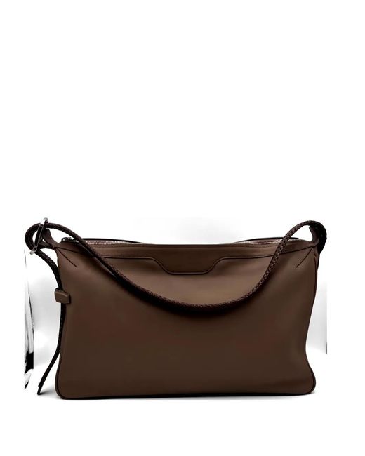Bonastre Brown Rider M Elche Braided-Strap Shoulder Bag for men