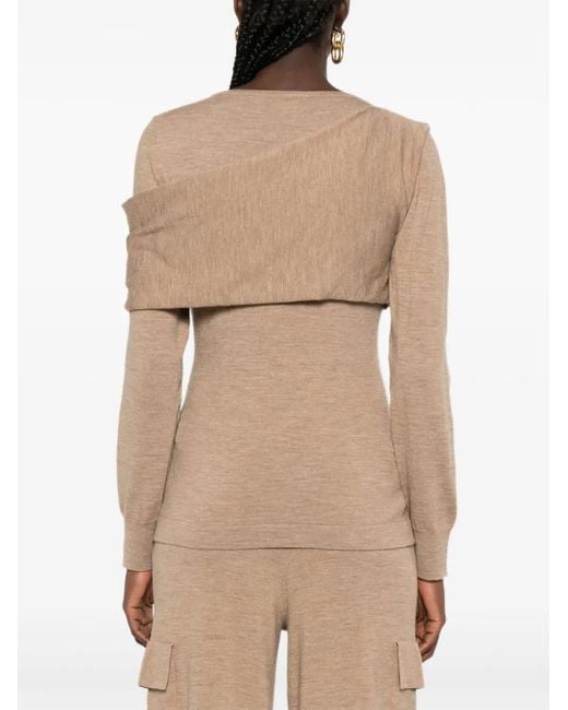 P.A.R.O.S.H. Natural Draped-Shoulder Sweater