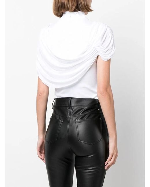 Viktor & Rolf White Draped Asymmetric Bodysuit