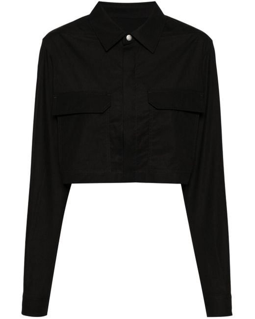 Chemise en coton à coupe crop Rick Owens en coloris Black