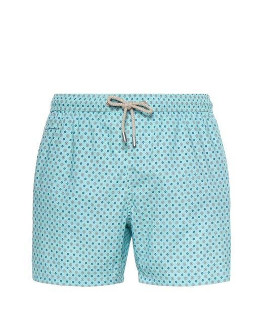 Mc2 Saint Barth Blue Lighting Geometric-Print Swim Shorts for men