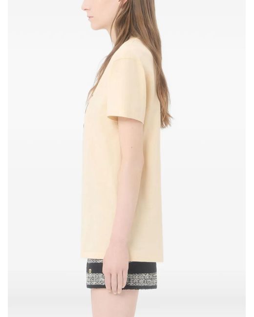 Valentino Garavani Natural Cotton Jersey T-Shirt With Panther Lady Print