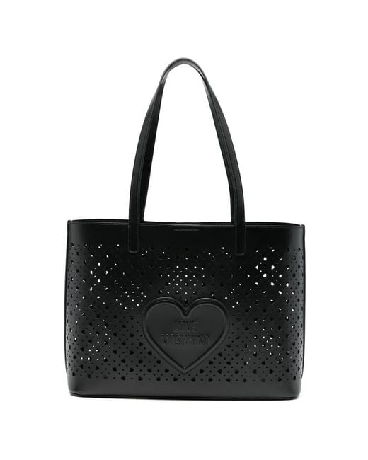 Love Moschino Black Heart Cut-Out Tote Bag