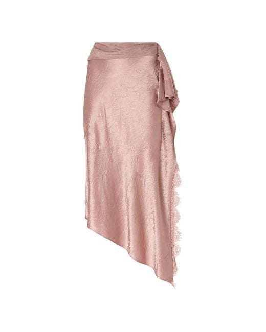 Pinko Pink Asymmetric Midi Skirt