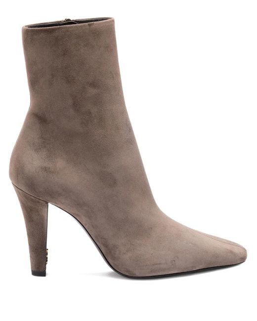 Saint Laurent Brown Suede Ankle Boots