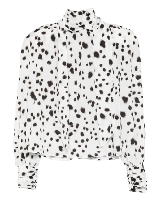 ROWEN ROSE White Dalmatian-Pattern Blouse