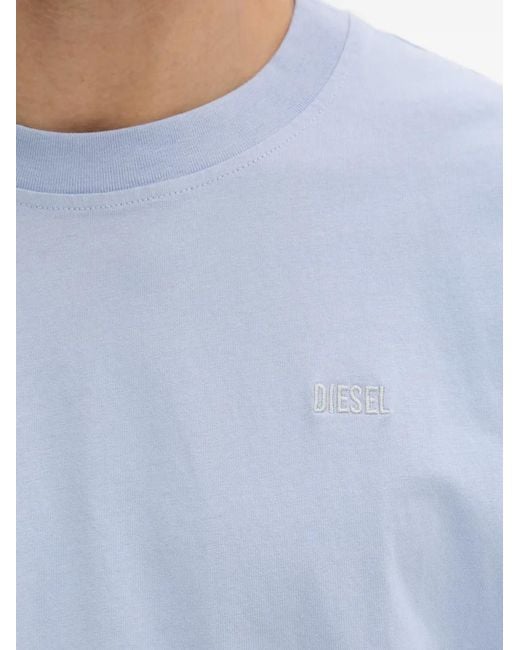 DIESEL Blue Graphic-Print Embroidered-Logo T-Shirt for men