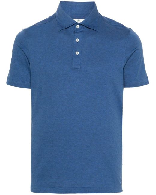 Luigi Borrelli Napoli Blue Jersey Cotton Polo Shirt for men