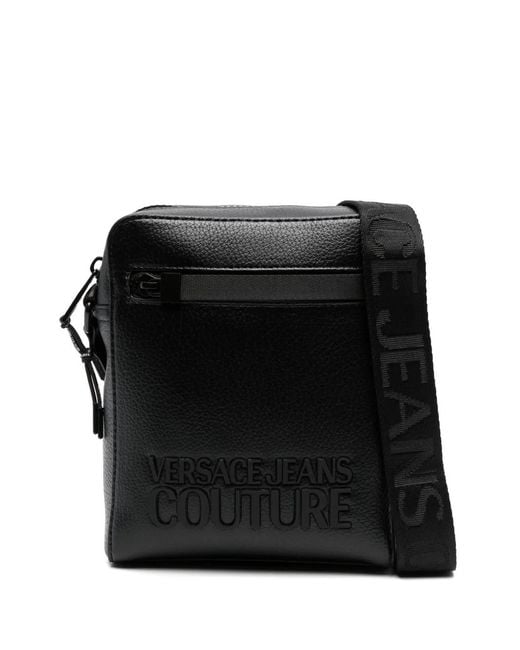 Versace Jeans Couture Black Logo-Lettering Crossbody Bag